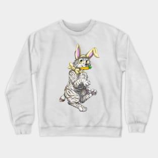 Bobtail BunnyCat: Silver-Amber Tabby (Yellow) Crewneck Sweatshirt